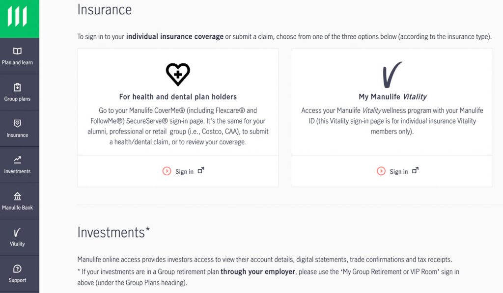 Manulife Insurance Page
